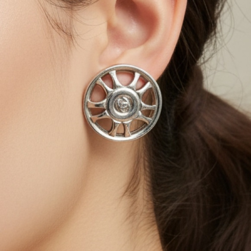 Chanel Silver Coco Mark Earrings - Picture 9 of 9